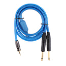3.5mm 1/8" TRS To Dual 6.35mm 1/4" TS Mono Stereo Cable Splitter Cord 150cm
