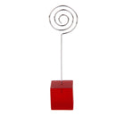 Red Cube Base Card Picture Memo Photo Clip Holder Circle Shape Wire Clip