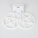 Exaggerated Super Big Trendy NightClub Style Circle Star Stud Earrings White