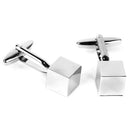Pair Of Men Stainless Steel Cube Shaped Cufflinks 9 mm x 9mm Silver