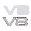 Motorcycle Car Rear Decorative Decal Badge Sticker 3D ''V8'' Silver