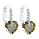Lady Fashion Stud Earings Green Rhinestone Heart Shape Drop Dangle Earrings Jewellry