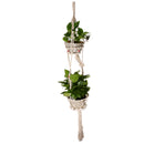 Double-Deck Plant Hanger 4 Legs 125cn Strong Handmade Cotton Rope Indoor Outdoor Ceiling Plant Holder
