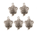 5 Pieces Double Side Filigree Heart Connectors DIY Bracelet Necklace Clasps