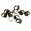 10 Pieces 18mm Adjustable Ring Blank Inner Bezel Setting Base Tray for Cameo Cabochons Pearls Antique Bronze Jewelry Ring Findings