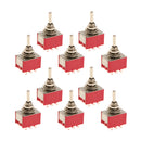 10 x On/Off/On Small Mini Toggle Switch Round Handle 9 Pin Red 3PDT