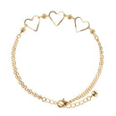 26cm Fashion Gold Heart and Beads Anklets Bracelets Women Metal Foot Chain