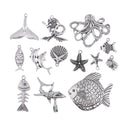 13 Pieces Zinc Alloy Plated Charms Pendants Simulated Mixed Sea Shell Starfishes Suspension Pendants Bracelet Necklace Accessories