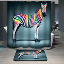 Home Bathroom Bedroom Door Window Use Extra Long Fabric Bath Shower Zebra Print Pattern Curtain With 12 Hooks