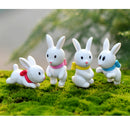Hand Painted Micro Landscape Mini Resin Miniature Bonsai DIY Flower Pot Decor Rabbit Statue Home Garden Decor Ornaments Pack of 4PCS White