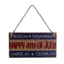 American USA Celebration Wooden Hanging Plaque Wood Sign -HAPPY 4TH of JULY