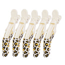 Women Girls Fashionable Hair Styling Tools Hairpin Single Prong Plastic Alligator Hair Clips Women Hairpins Barrette Pack of 5PCS Leopard Print Charms