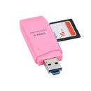 2-in-1 USB 2.0 OTG Multi Memory Card Reader for MicroSD SD SDHC SDXC Pink