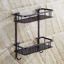 Corner Brass Black Shelf Storage Shower Bath Bathroom Shampoo Organiser