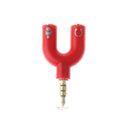 3.5mm Stereo Splitter Audio to Mic Headset Jack Plug Adapter for Smartphone Red