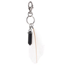 Fashionable Feather Stone Charm Key Decor Pendant Key Ring Keychain Phone Handbag Car Hanging Decoration Ornaments White