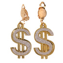 Women Hen Party Jewelry Gold Glitter Exaggerated Money Sign Dollar Earrings Fancy Dress Accessories