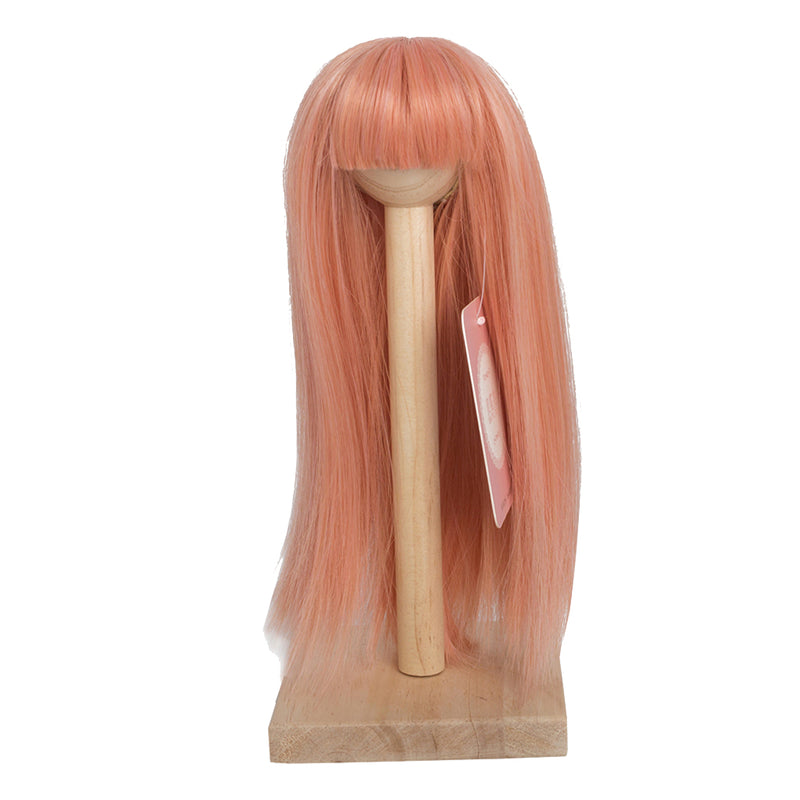 1/3 BJD Dolls Wig Curly Hair & Stand Hairpiece Display Supporter Peach Pink