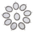 Set of 10pcs Antique Silver Tibetan Style Alloy DIY Pendants Accessories Lace Brim Cabochon Bezel