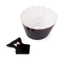 Set Of 24PCS Cute Cupcake Candy Sweets Wrappers With Toppers Wedding Birthday Party Supplies Black
