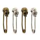 Retro Fashion Skull Head Pins Accessories Supplies DIY Jewelry Finding 4Pcs Silver & Gold 50x14mm for Clothing Bag Necklace Bracelet