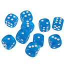 Pack of 10 Acrylic Six Sided D6 Dice for D&D TRPG Party Board Game Toys Blue
