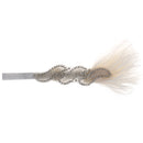 Vintage 1920s White Feather Crystal Headband Wedding Headpiece Flapper Fancy Dress