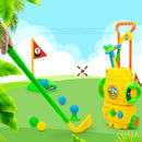 9Pcs Plastic Mini Golf Play Set Kids Golf Club Set Outdoor Sports Toy - Yellow