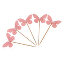 5pcs Cute Pink Pearl Butterfly Cake Topper Cupcake Picks Party Baby Shower