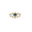 Gold Tone Hamsa Blue Evil Eye Hand Charm Open Ring Lucky Charms Adjustable