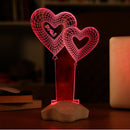 Set Of Automatic 7 Color Changing Mode 3D Illuminated Hearts Illusion Light With USB Cable