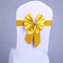 Elastic Sash Band Chair Back Wedding Bowknot Bow Ribbon Decoration for Hotel Restaurant Wedding Party Chair Decor Golden