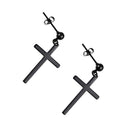Black Solid 316L Stainless Steel Small Crucifix Cross Dangle Earrings for Women Men's Gifts