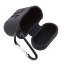 Wireless Earphone Case Accessories, Silicone Protective Cover + Key Ring Clasp Set for Apple Airpods Black