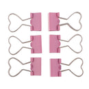 6 Pieces Heart Shape Binder Clips Paper Photo Clips Stationery Folder Clip