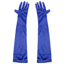 Women Ladies Fashionable Opera Evening Wedding Bridal Prom Party Long Satin Gloves 1 Pair Blue