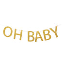 Glitter "Oh Baby " Gold Letters Bunting Banner Baby Shower Kids Children Birthday Christening Hanging Garland Party Supplies