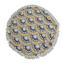 Soft Comfortable Fringe Charms Round Circular Beach Pool Swim Towel Scarf Yoga Mat Yellow Black