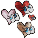 4 Pieces Cute Heart Eyes Embroidery Sequins Iron On Patch Sew On Patch for Clothes Applique Craft DIY Accessories