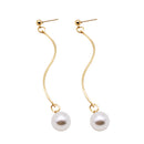 Women Imitation Pearl Long Drop Dangle Earrings Eardrop Piercing Jewelry