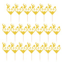 20pcs Glitter Love Heart Mr & Mrs Wood Cake Toppers Food Picks Party Decor
