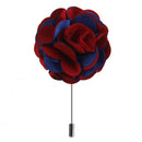 Handmade Classic Fabric Men Boutonniere Tuxedo Brooch Pin Lapel Flower Blue + Red