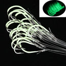 30 x Sharpened Barbed String Hooks Glow in Dark Sea Fishing Tackle Hooks