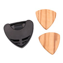 2 Pieces Wood Guitar Pick w/ Holder Acoustic Guitar Replacement Accessory