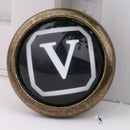 Vintage Cabinet Door Drawer Bin Dresser Handle Pull Knob Hardware Letter V