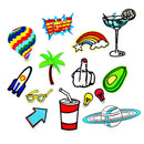 14 Pieces Embroidered Sew Iron on Applique Patch Summer Holiday Trips Patches for DIY Jeans Jacket Crafts