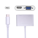 2in1 USB 3.1 Type C USB C To VGA + HDMI Converter Cable Adapter Adaptor Silver