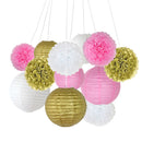 12 Pieces Tissue Paper Flowers Hanging Lanterns Wedding Party Decoration