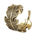 Fashionable Alloy Arched Feather Leaf Shaped Wide Opening Finger Ring Band