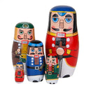5pcs Walnut Soldier Wooden Russian Nesting Dolls